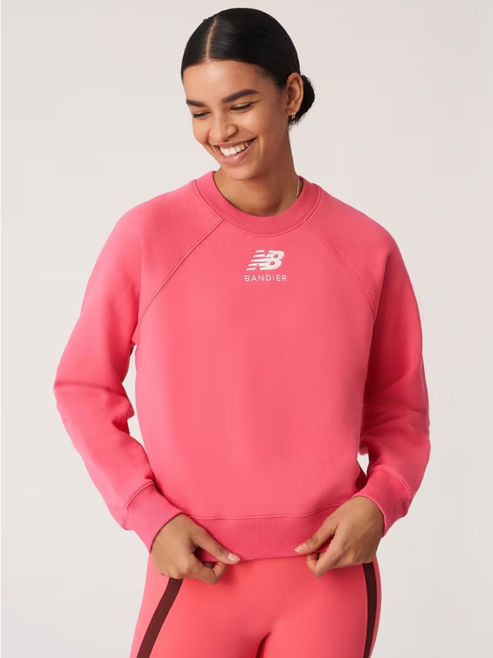 New Balance x Bandier Fleece Crewneck Pink Sweatshirt M